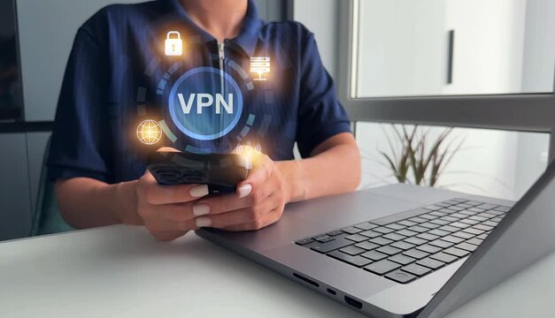 VPN(Virtual Private Network) secure connection.Remote server private internet network to protect privacy personal data.Digital connection between computer and a remote server owned VPN provider.	 - Powered by Adobe