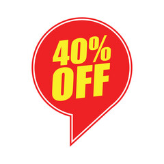 40% Off Red Badge – 40% Discount Sticker for Sales, Offers, and Promotions
