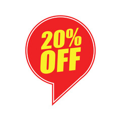 20% Off Red Badge – 20% Discount Sticker for Sales, Offers, and Promotions