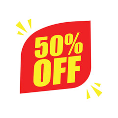 50% Off Red Badge – 50% Discount Sticker for Sales, Offers, and Promotions