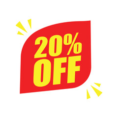 20% Off Red Badge – 20% Discount Sticker for Sales, Offers, and Promotions