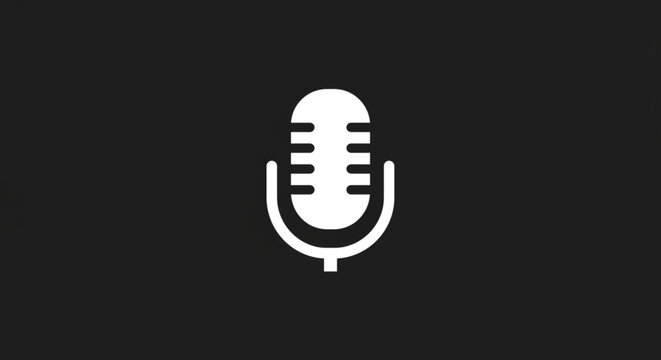Simple white microphone icon on a dark background.