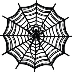 Fototapeta premium Black spider web with arachnid white