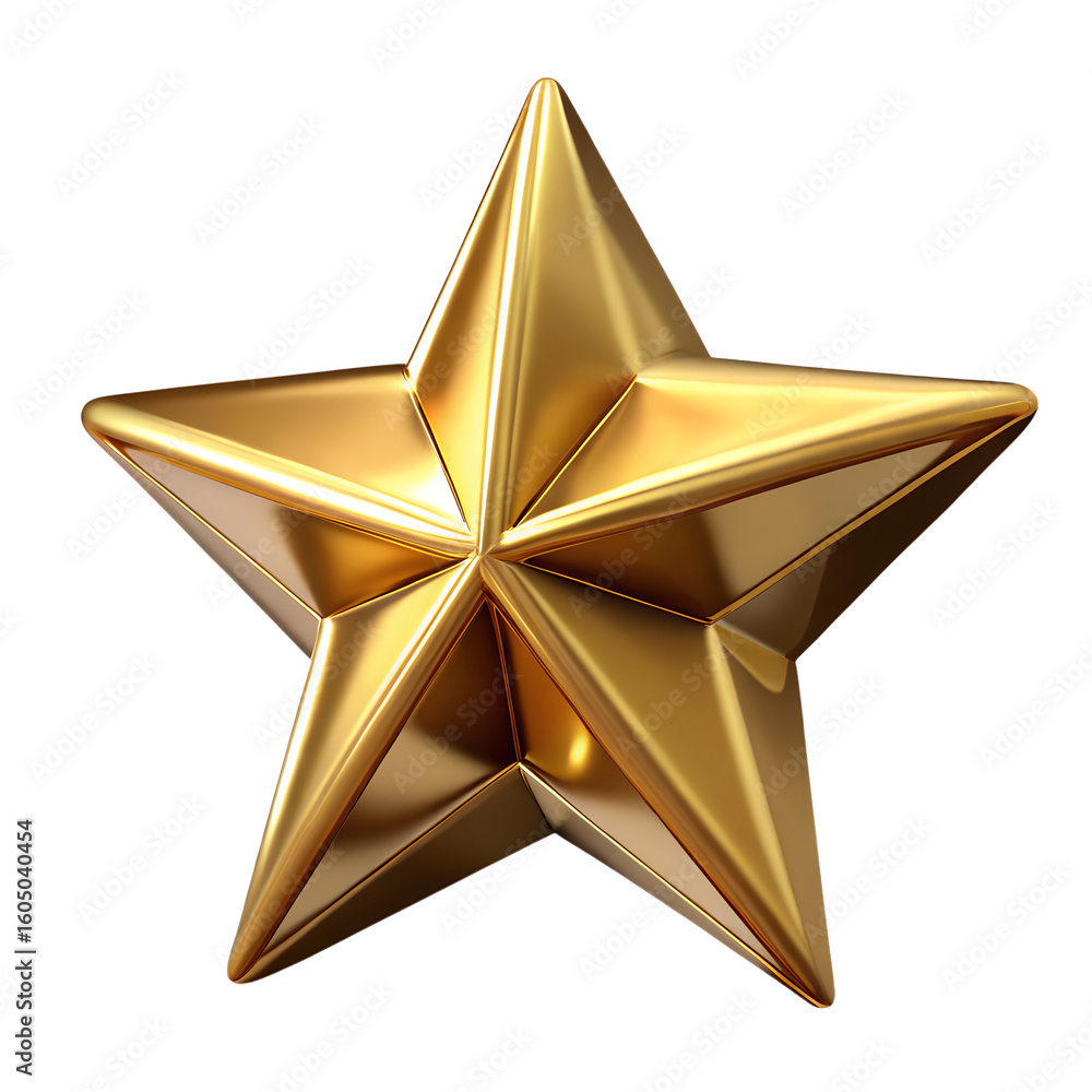 Poster a gleaming fivepointed golden star with sharp edges and a lustrous metallic finish isolated on a tra