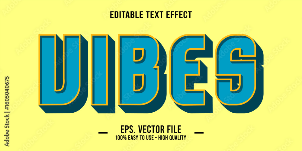 Aufkleber vibes, happy and funny text effect with editable text