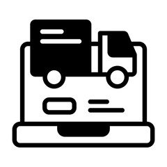 Delivery Truck Semi Solid Vector Icon
