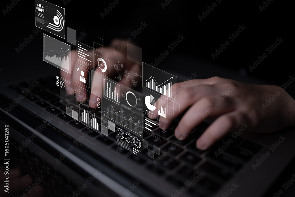 Poster data insights, charts, and analytics help visualize performance. data drives strategy, analytics enh
