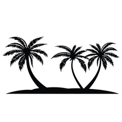 Palm Tree Island Silhouette Clipart