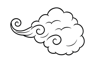 Cloud Blowing Wind With Swirl Lines