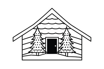 Christmas Tree In Wooden Cabin