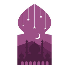 Silhouette of arabesque vector icon, Islamic window and door decoration, silhouette of islamic mosque frame