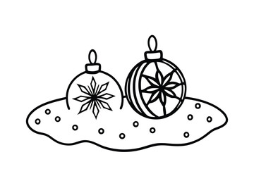 Christmas Ornaments On Snow