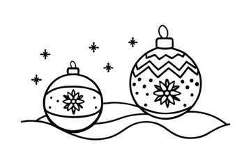 Christmas Ornaments On Snow