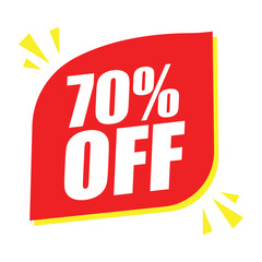 70% Off Red Badge – 70% Discount Sticker for Sales, Offers, and Promotions
