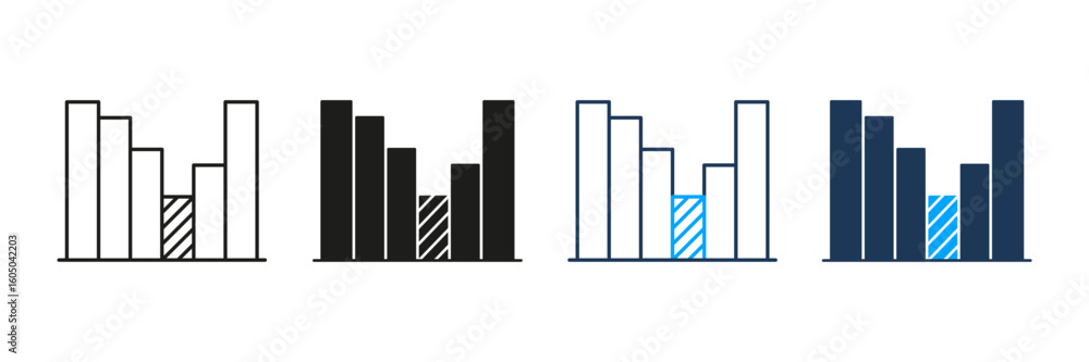 Poster graphical representation of information. bar chart line and solid icon set. data visualization, stat