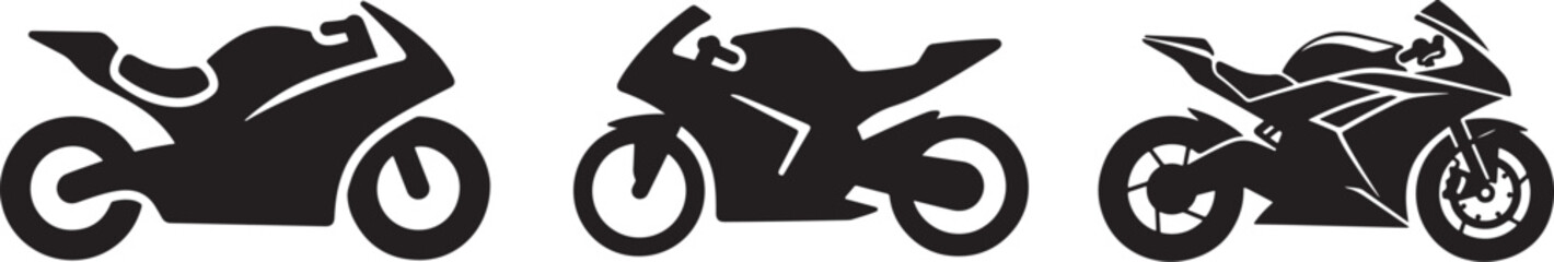 Sleek black silhouette of a sport motorcycle