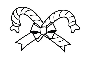 Candy Canes And Red Ribbon