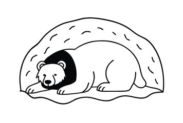 Bear Hibernating In Cozy Cave