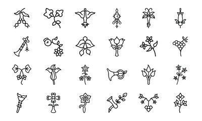 Bundle of Botanical and Feminine Line Art Icons — Uterus, Flowers, Herbal Elements in Minimal Vector Style for Feminist, Medical & Nature Themes