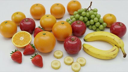 Fruit Variety on White Background