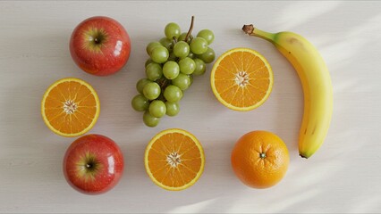 Fruits Arrangement on Light Wooden Table