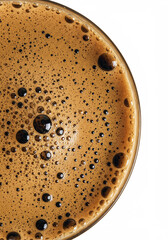Closeup of rich coffee foam with many small bubbles