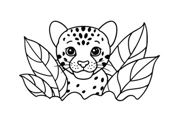 Adorable Baby Leopard Peeking From Behind Leaves