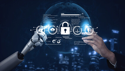 AI artificial intelligence strengthens cybersecurity with intelligent threat detection, virtual...