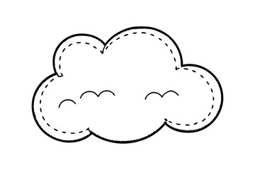 Puffy Cartoon Cloud With Dashed Outlines