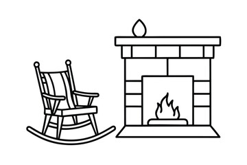 Fireplace And Rocking Chair Scene