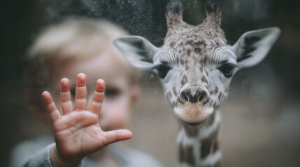 Obraz premium Touching Innocence: A Child?s Hand Against Glass