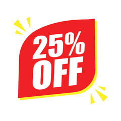 25% Off Red Badge – 25% Discount Sticker for Sales, Offers, and Promotions