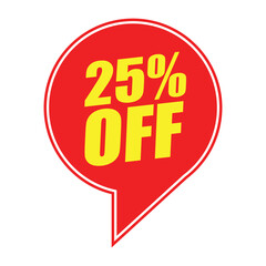 25% Off Red Badge – 25% Discount Sticker for Sales, Offers, and Promotions