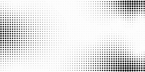 Grunge halftone gradient texture. Fading grit noise background. Sandy gritty wallpaper. Retro pixelated backdrop. Black and white anime or manga comic overlay. Vector design