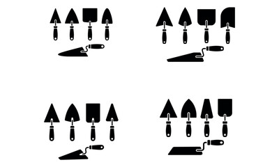 Masonry trowel and spatula tools set for construction illustration
