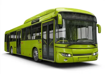 Gordijnen green bus isolated on a transparent background, PNG file for Photoshop design element., bus, transport, london, red, vehicle © Iqra