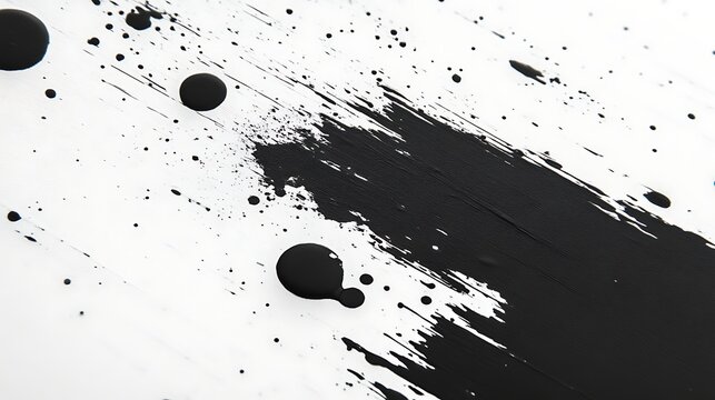 Abstract black ink splatter on white