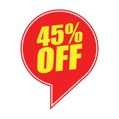 45% Off Red Badge – 45% Discount Sticker for Sales, Offers, and Promotions