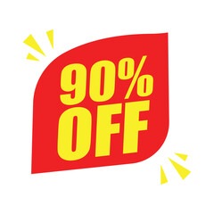 90% Off Red Badge – 90% Discount Sticker for Sales, Offers, and Promotions