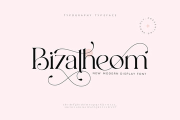 Bizatheom Stylish Serif Font. Modern Elegant Display Typeface. Typography beautiful luxury minimal elegant serif fonts fashion wedding vintage retro logos. vector illustration