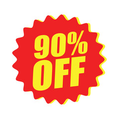 90% Off Red Badge – 90% Discount Sticker for Sales, Offers, and Promotions