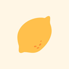 Bright Yellow Lemon Illustration with Dots on Pastel Background, Modern Fresh Fruit Design in Artistic Style
