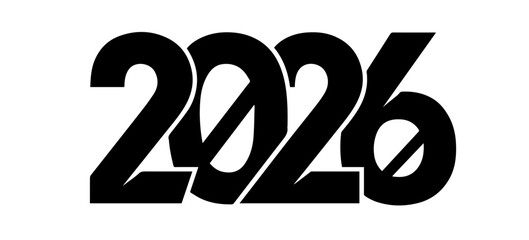 Bold High-Resolution Vector Illustration of 2026 Typography, Thick Black Numbers for New Year Design, Editable Formats: AI, EPS, JPG, PNG, Ideal for Both Digital and Print Use
