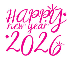 Happy New Year 2026 Typography in Colorful Vector Style, Festive and Decorative Design for Holiday Celebration, Editable Formats: AI, EPS, JPG, PNG, Ideal for Both Digital and Print Use
