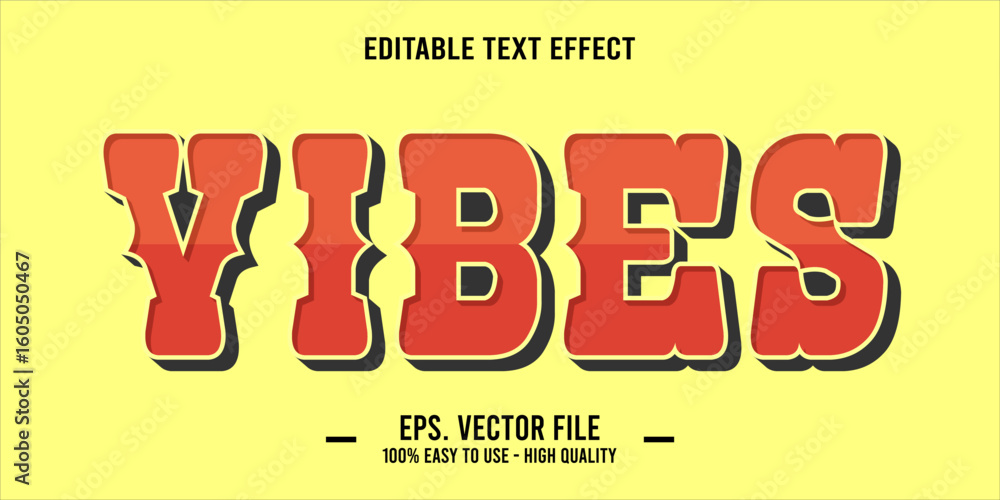 Poster vibes, happy and funny text effect with editable text