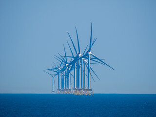 Offshore Wind Farm Turbines Turning
