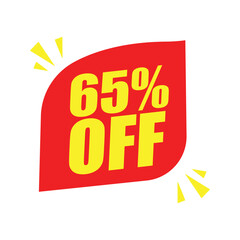 65% Off Red Badge – 65% Off Discount Sticker for Promotion.