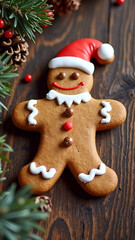 AI generated images of a ginger bread man. Christmas background
