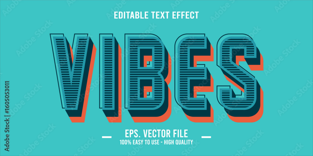 Poster vibes, happy and funny text effect with editable text