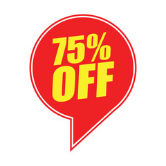 75% Off Red Badge – 75% Off Discount Sticker for Promotion.